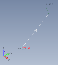 one single bush oriented with a vector
loading: one nodal force
boundary condition: clamped on one node