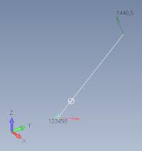 one single bush oriented with a vector and offset S=0.2
loading: one nodal force at node 2
boundary condition: clamped at node 1