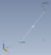 one single bush oriented with a third node and offset S=0.2
loading: one nodal force at node 2
boundary condition: clamped at node 1