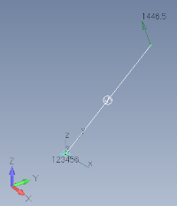 one single bush oriented with a local coordinate system and both nodes defined in local coordinate system 3;
loading: one nodal force
boundary condition: clamped on one node